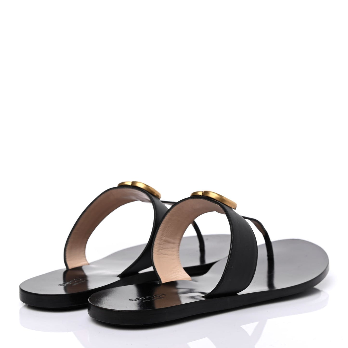 Calfskin GG Marmont Thong Sandals 38.5 Black