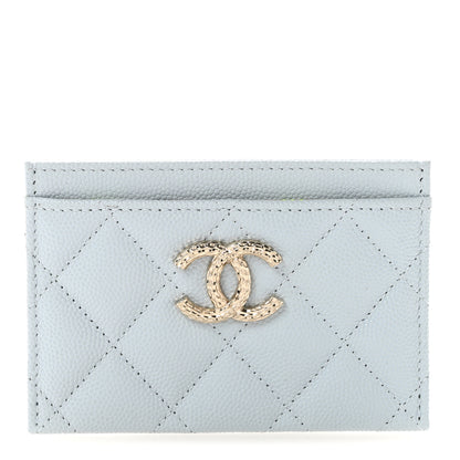 Chanel Caviar Quilted CC Logo Card Holder Light Blue 1 of 9
