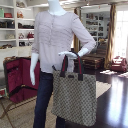 Gucci GG Monogram Large Web Handle Vertical Tote Dark Brown 2 of 10