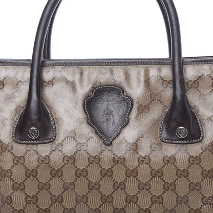 Gucci Crystal Monogram Crest Embossed Tote Brown 10 of 12