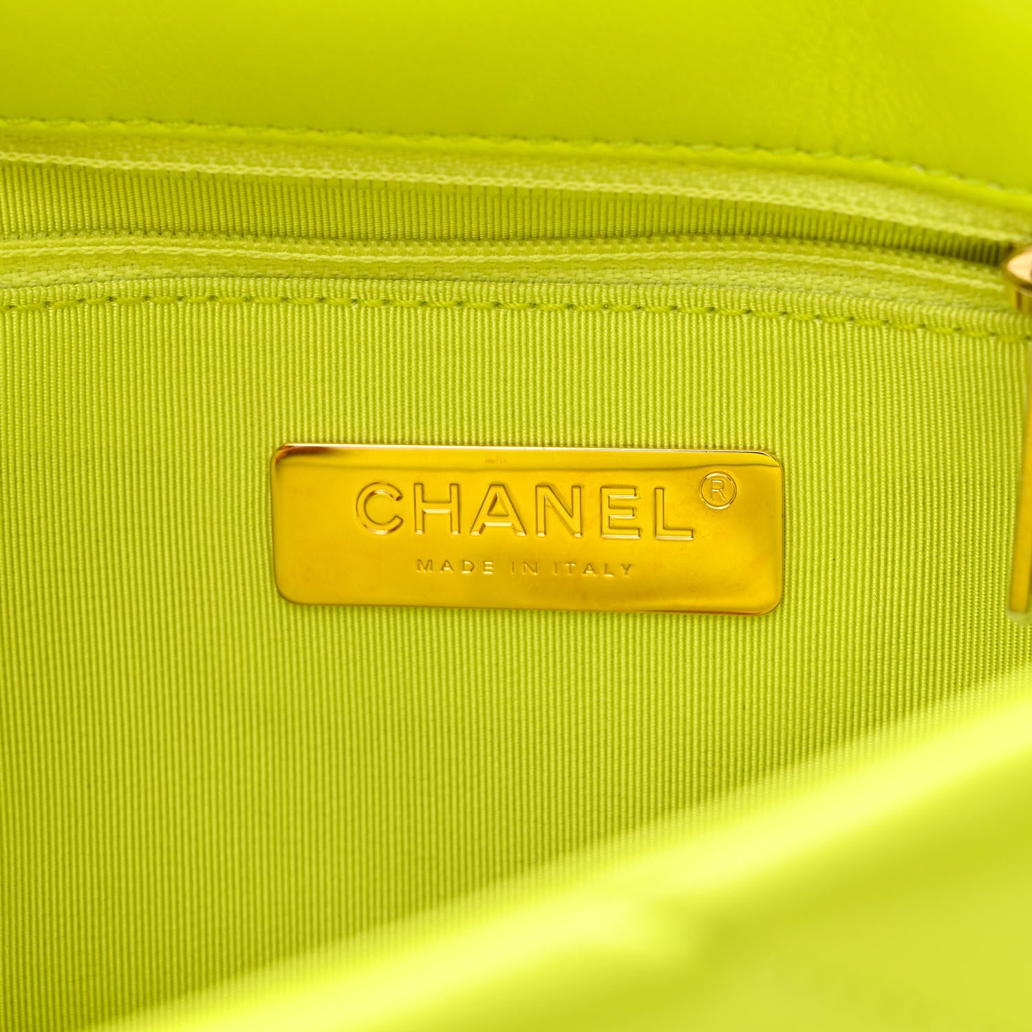 Chanel Shiny Lambskin Quilted Medium Chanel 19 Flap Neon Yellow 6 of 10