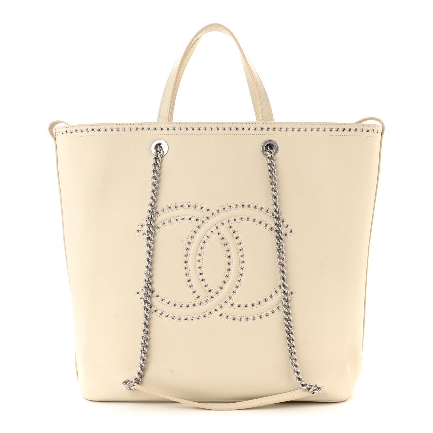 Chanel Calfskin Large Coco Eyelets Shopping Tote White 1 of 13