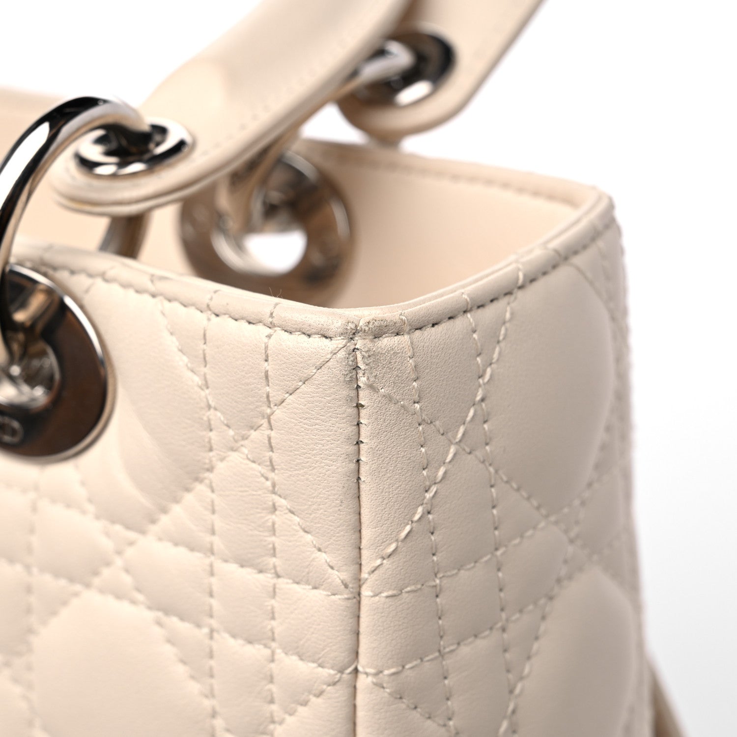 Christian Dior Lambskin Cannage Medium Lady Dior Light Beige 12 of 13