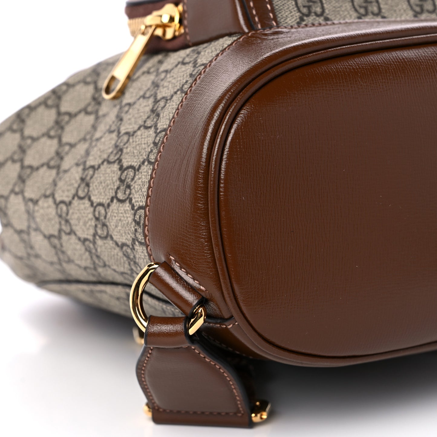 GG Supreme Monogram Azalea Calfskin Retro Interlocking G Buckle Backpack Beige Ebony Brown Sugar