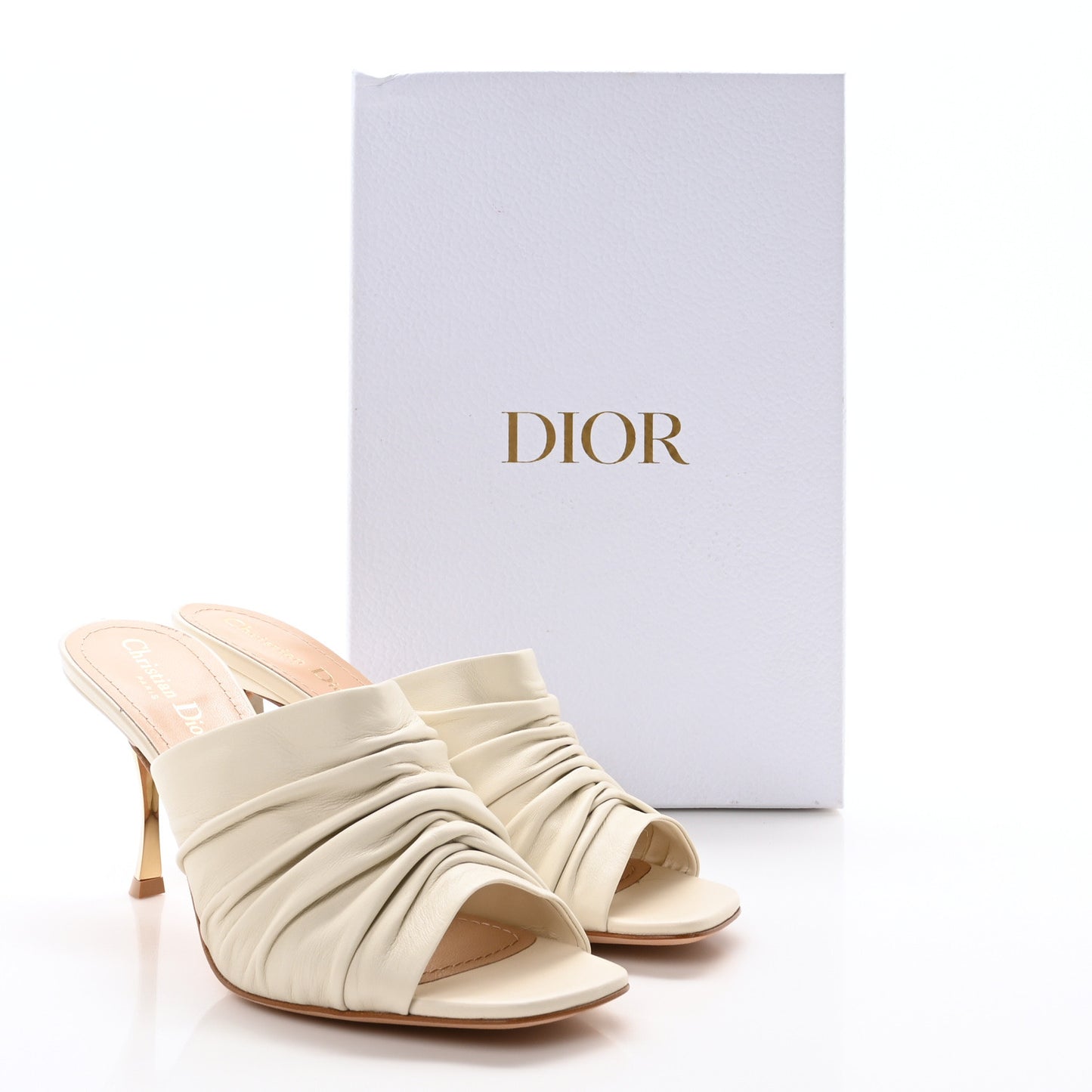 Lambskin D-Fame Mule Sandals 40 Off White