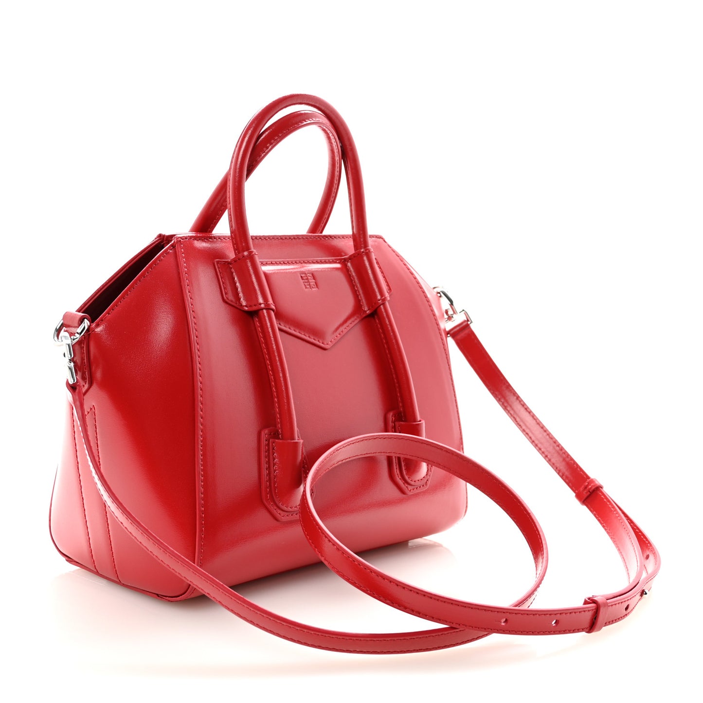 Box Calfskin Mini Lock Antigona Shoulder Bag Red