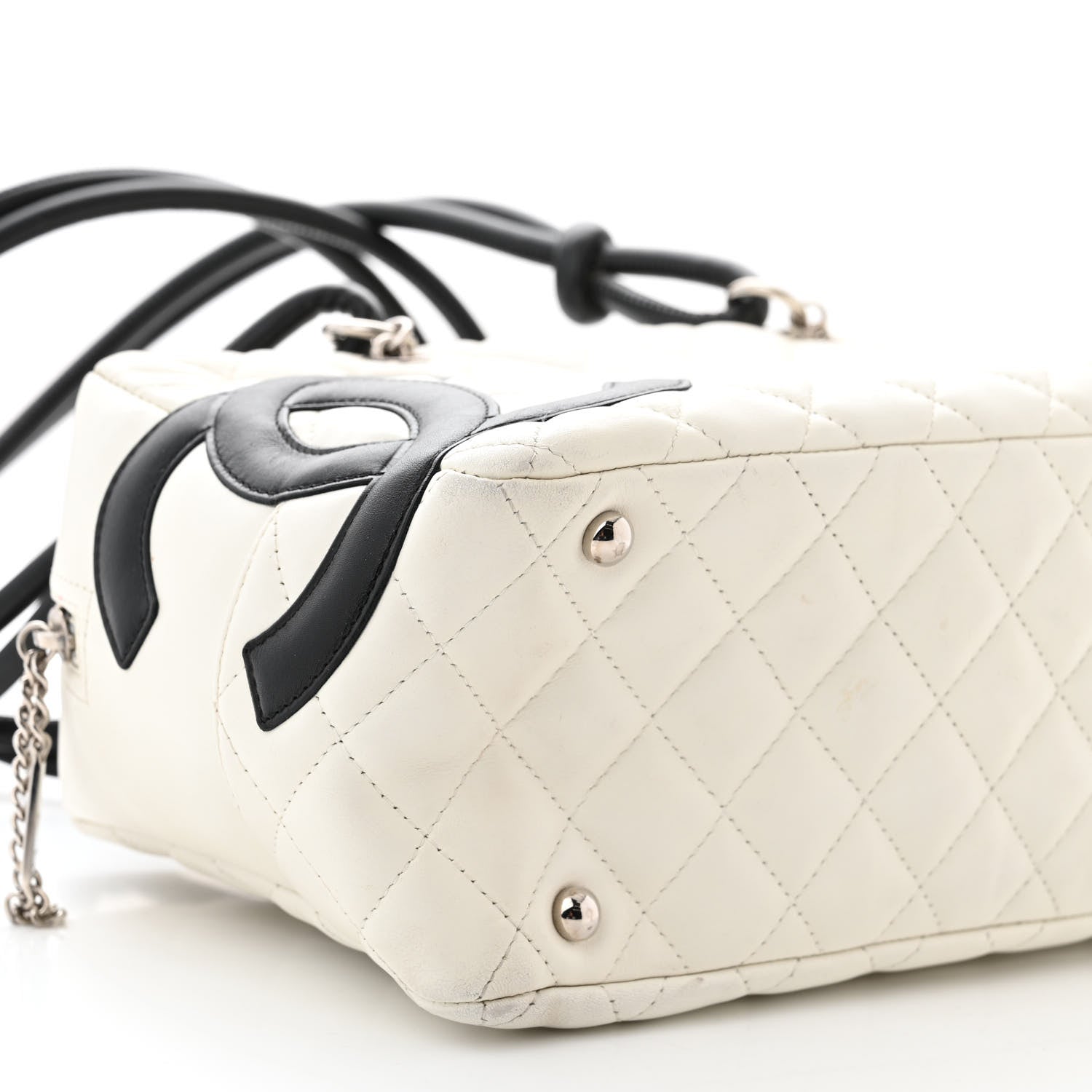 Chanel Calfskin Quilted Large Cambon Bowler White Black 9 of 14