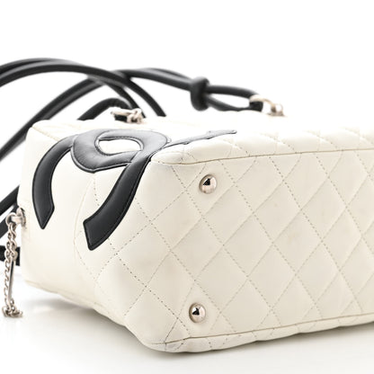 Chanel Calfskin Quilted Large Cambon Bowler White Black 9 of 14