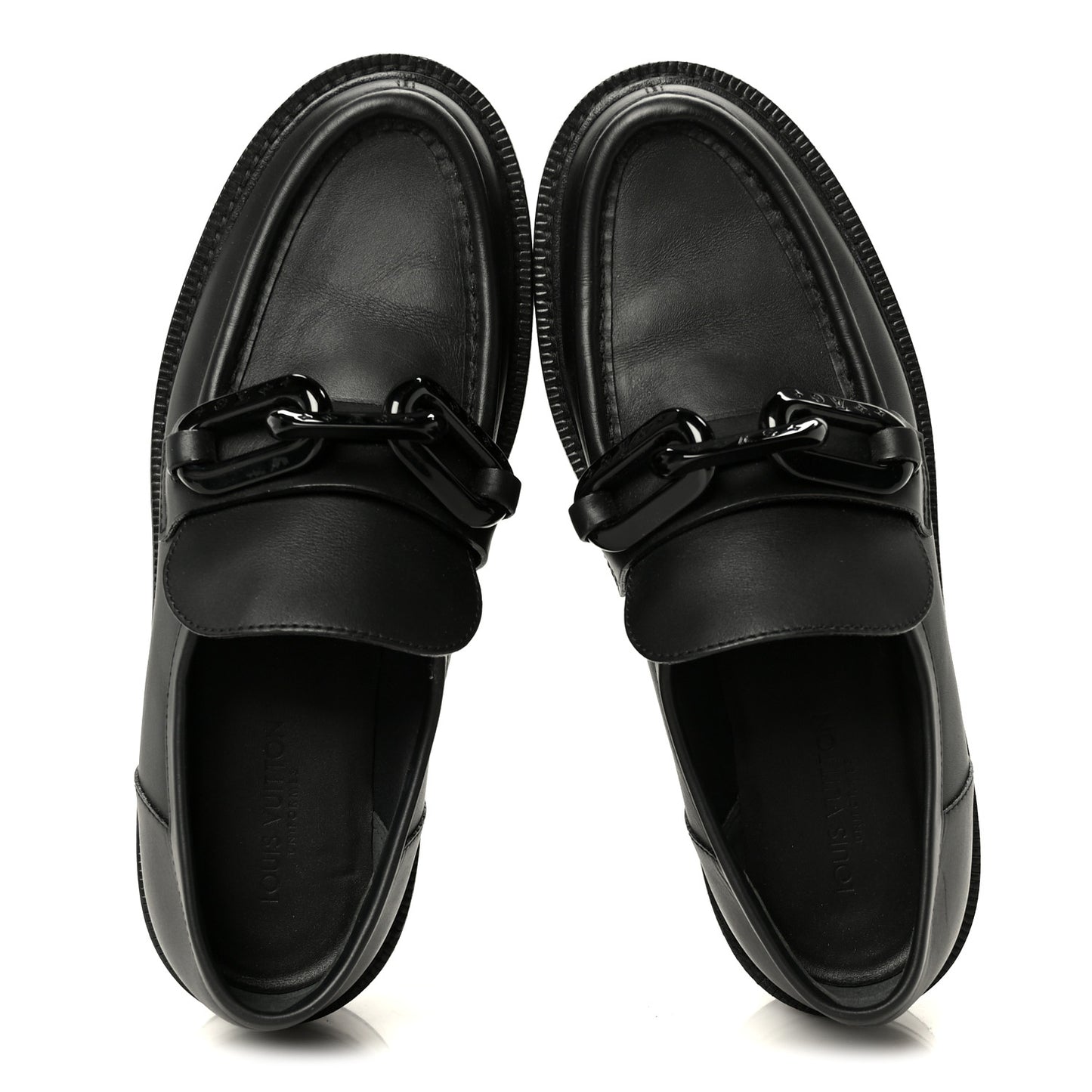 Calfskin Oversized Chain Academy Loafers 40 Black