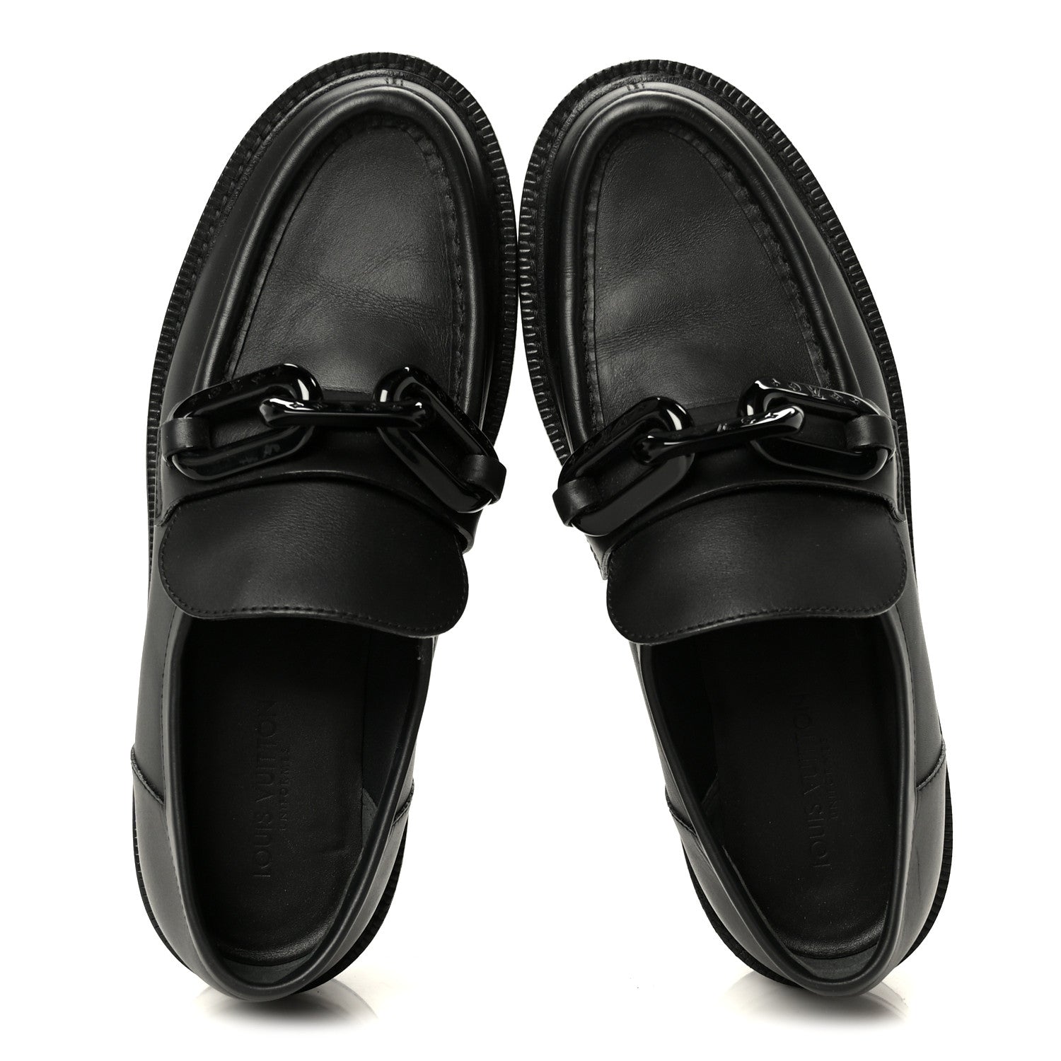 Louis Vuitton Calfskin Oversized Chain Academy Loafers 40 Black 2 of 9
