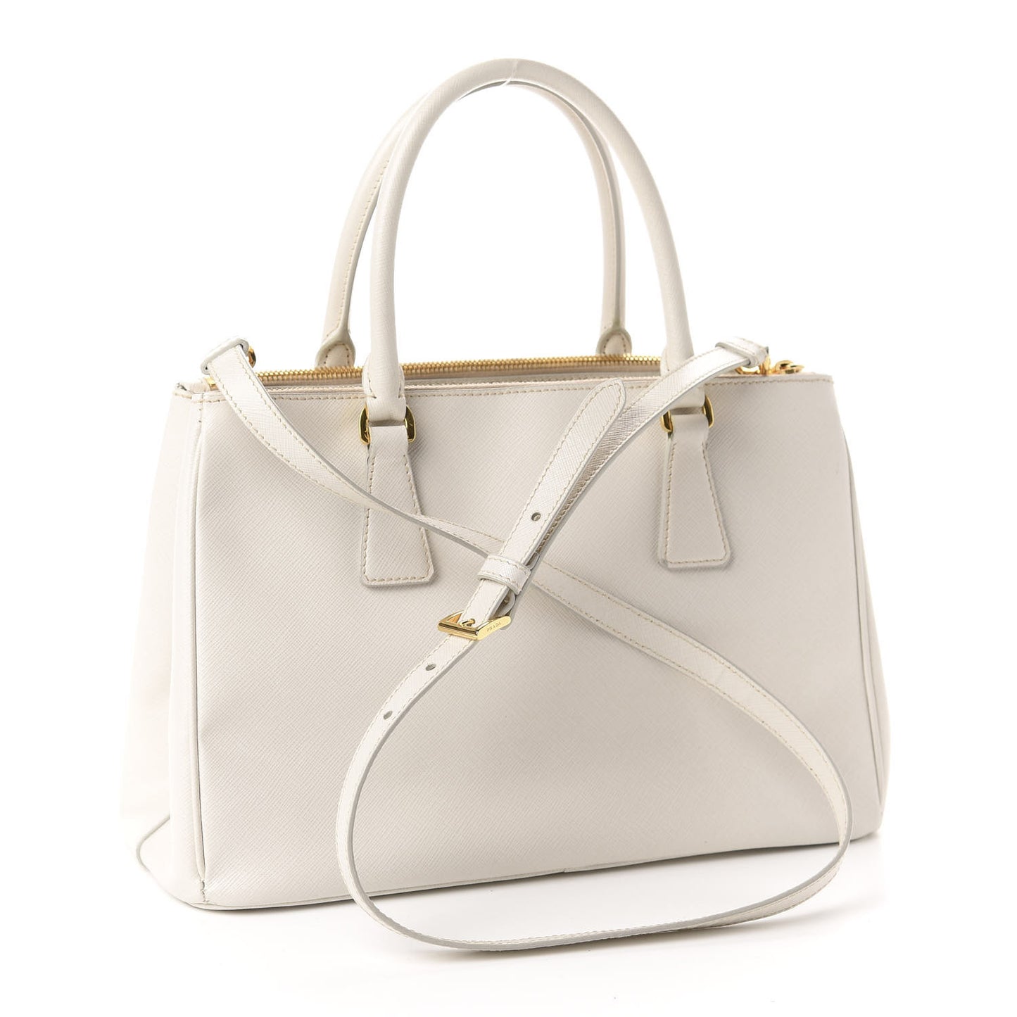 Saffiano Small Galleria Double Zip Tote Talco