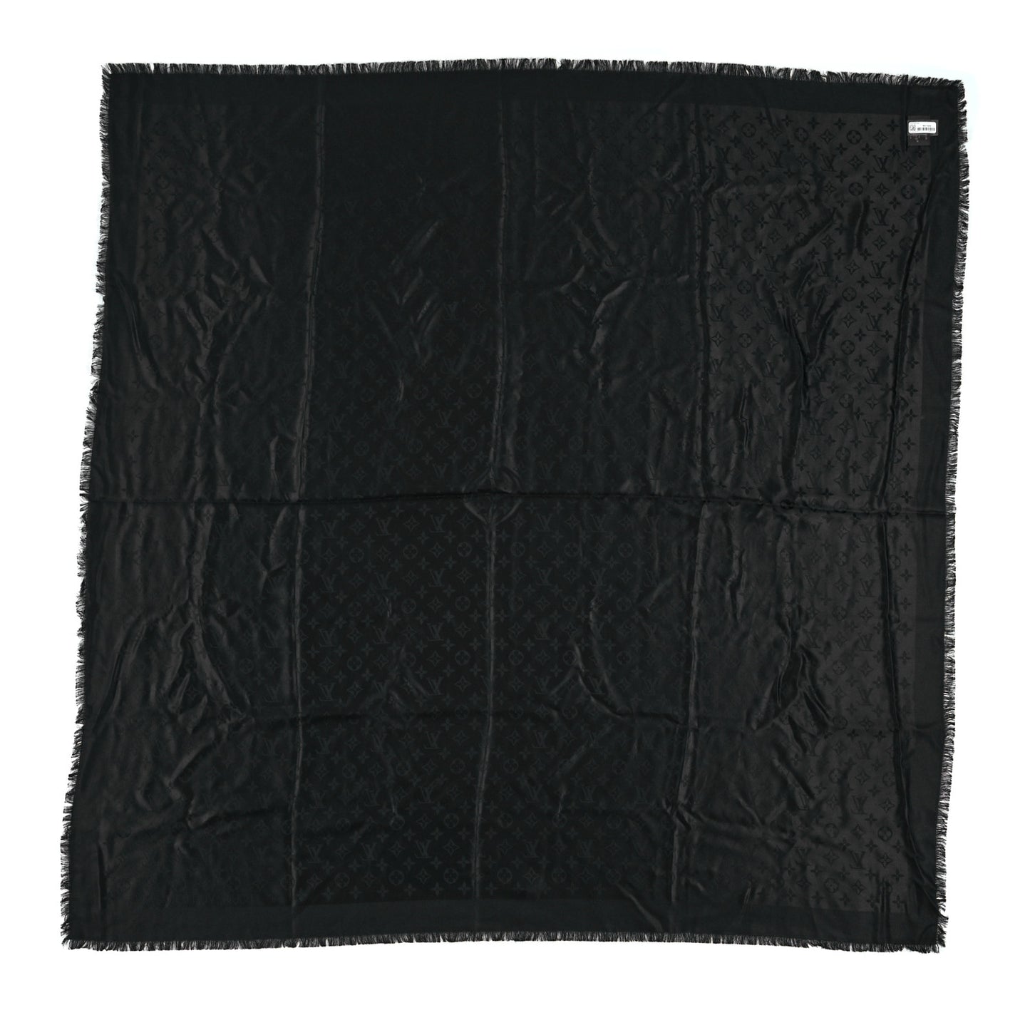 Silk Wool Monogram Shawl Black