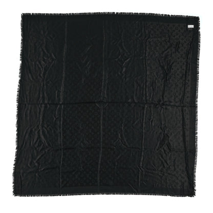 Louis Vuitton Silk Wool Monogram Shawl Black 2 of 4