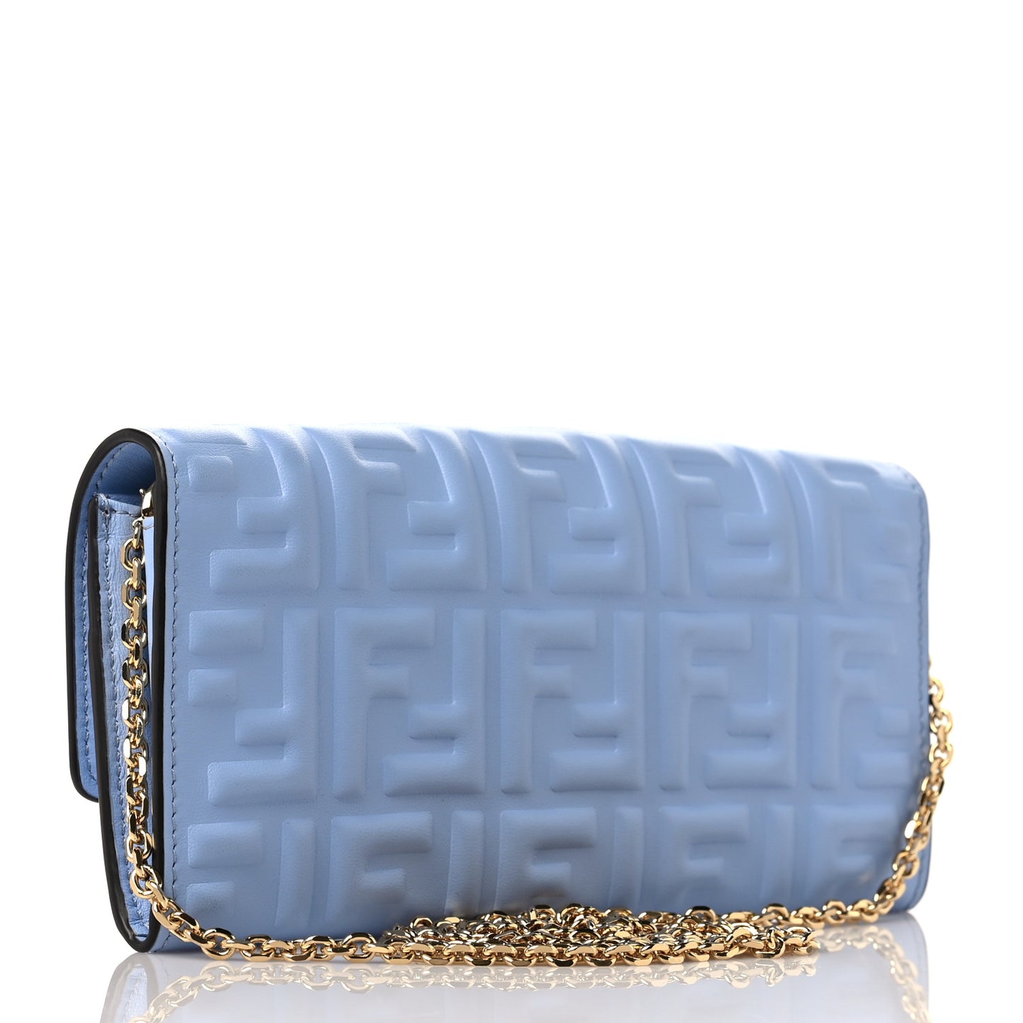 Nappa Matisse FF Embossed Continental Wallet on Chain Placid Blue