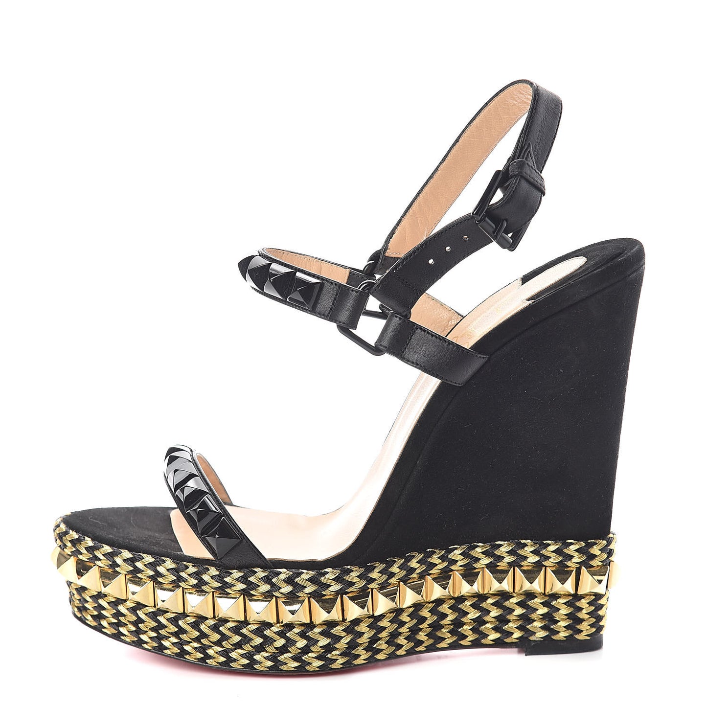 Calfskin Suede Cataclou 140 Wedge Sandals 39 Black