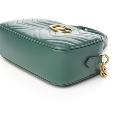 Gucci Calfskin Matelasse Small GG Marmont Chain Shoulder Bag Emerald Green 8 of 9
