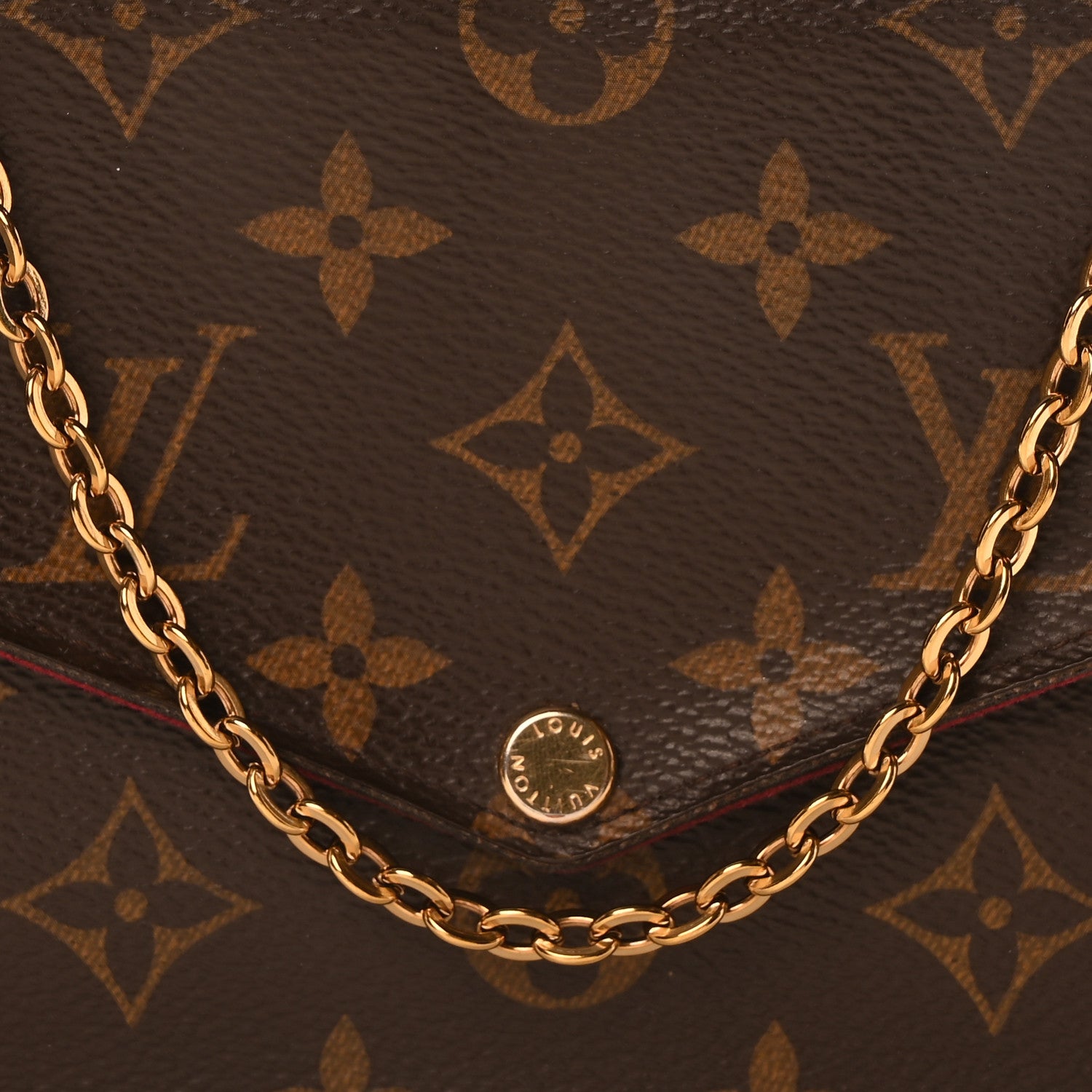 Louis Vuitton Monogram Pochette Felicie Chain Wallet Fuchsia 10 of 12