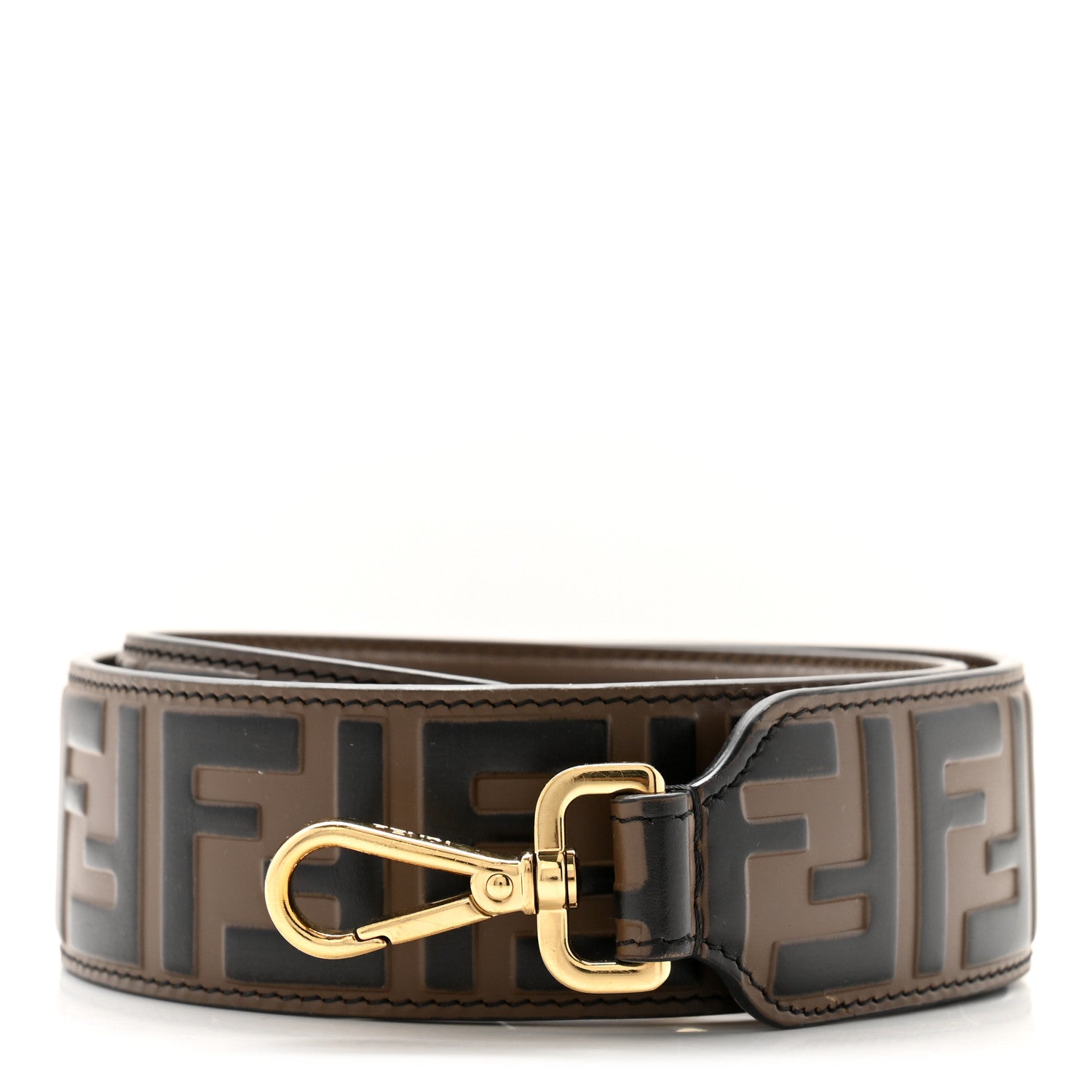 Fendi Vitello Century Bi-Color FF 1974 Embossed Strap You Maya Black 1 of 6