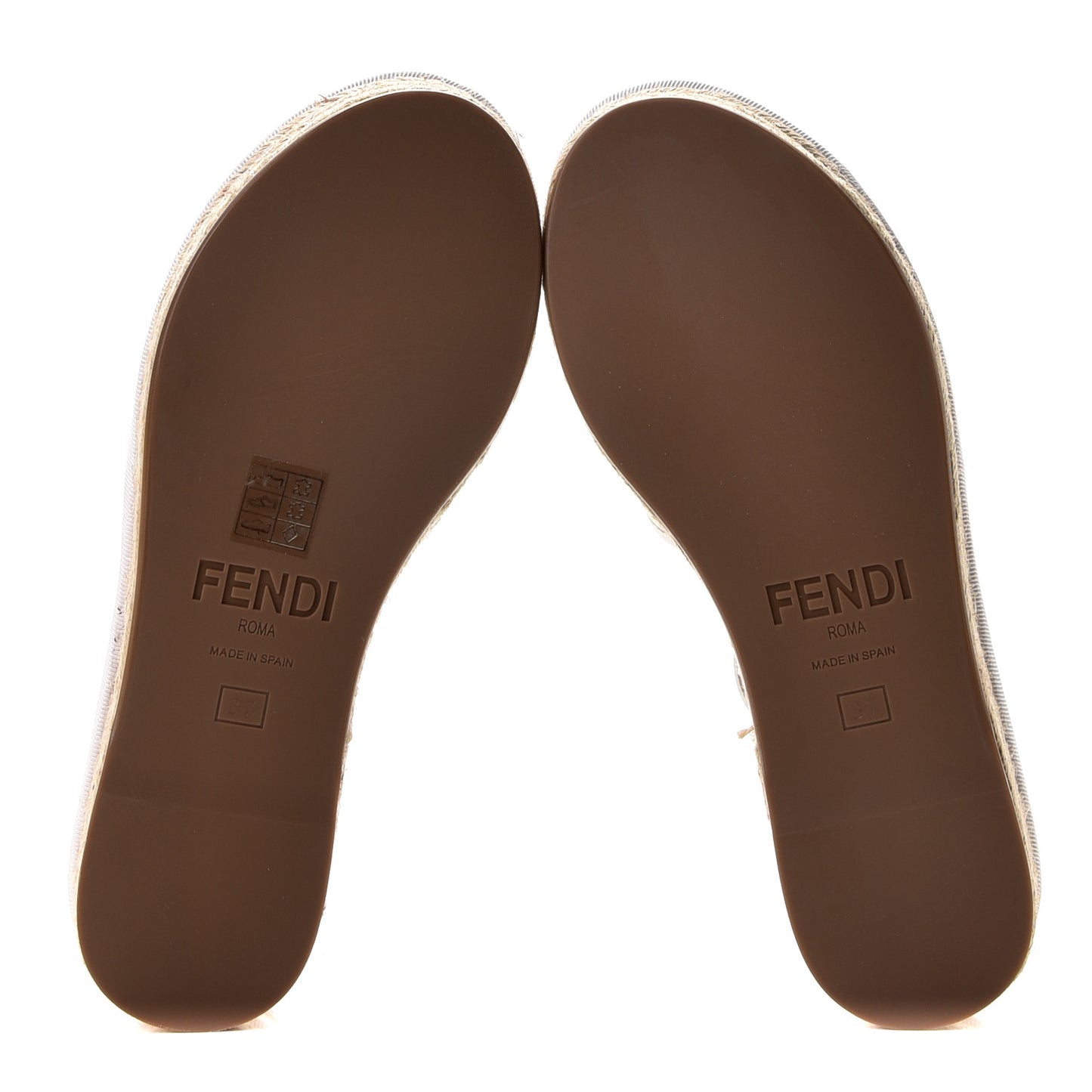 Nappa FF Embossed Espadrille Platform Sandals 37 Snow