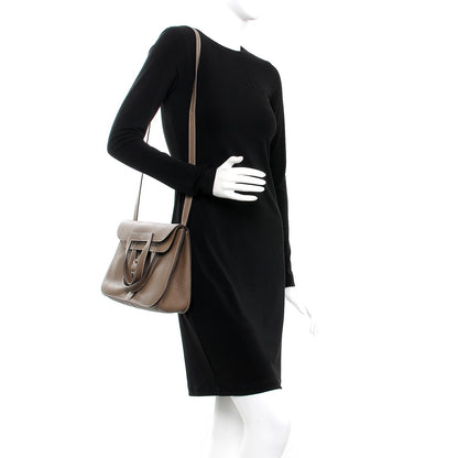 Hermes Taurillon Clemence Halzan 31 GM Etoupe 2 of 9