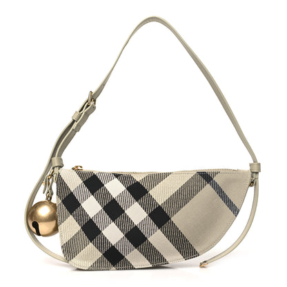 Burberry Jacquard Check Mini Shield Bag Lichen 1 of 10