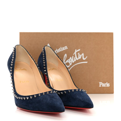 Christian Louboutin Veau Velours Studded Anjalina 85 Pumps 36 Marine 10 of 10
