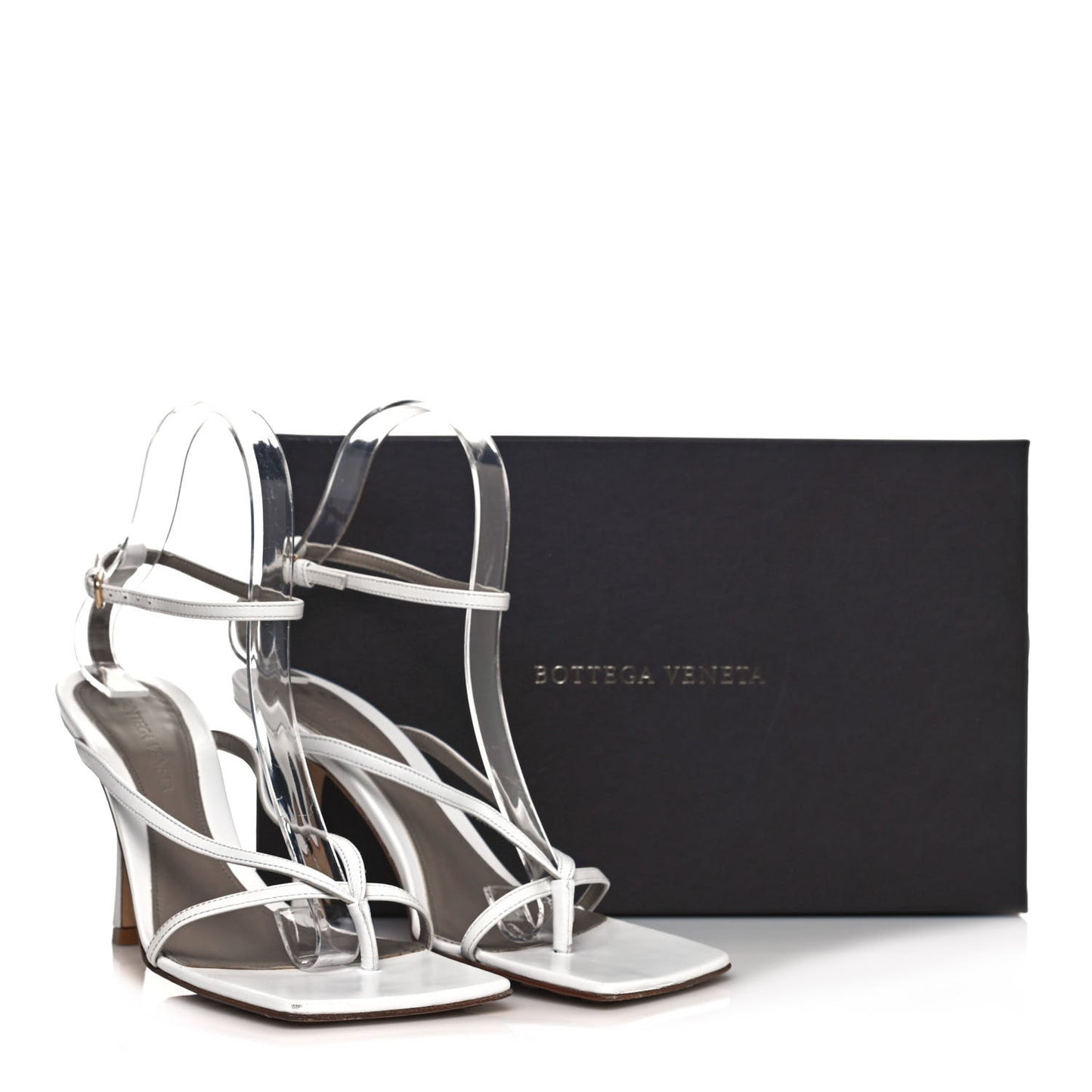 Lambskin Stretch Multi Strap 90mm Sandals 37.5 Optic White