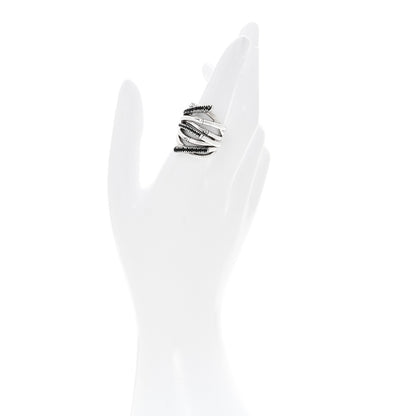 John Hardy Sterling Silver Black Sapphire Bamboo Lava Wide Wrap Ring 54 7 2 of 5