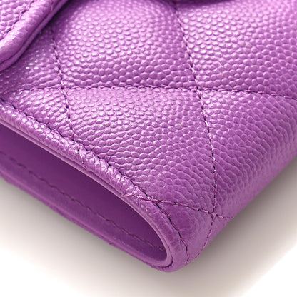 Chanel Caviar Quilted Compact Flap Wallet Purple 8 of 10