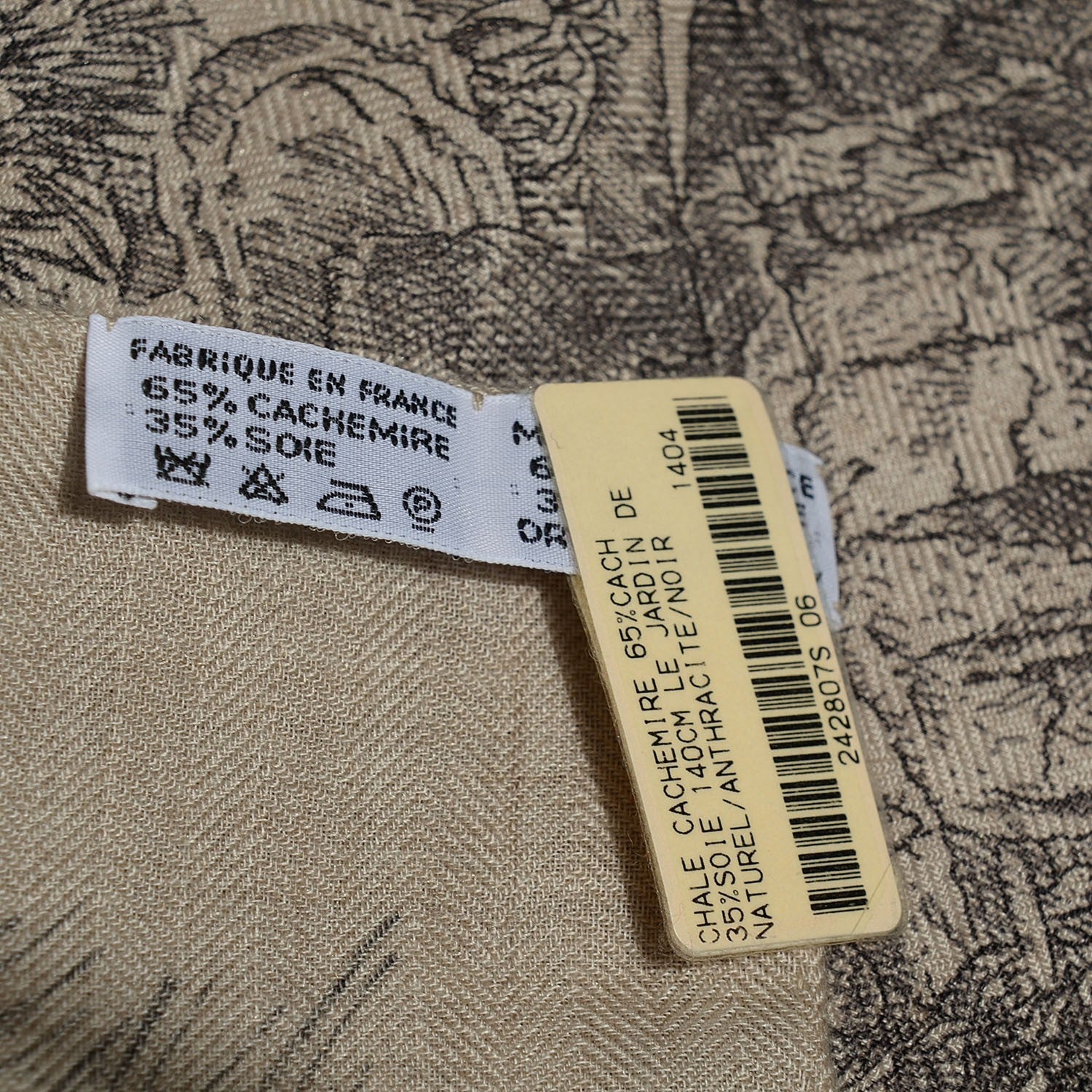 Hermes Cashmere Silk Le Jardin de Leila Shawl 140 Blanc Noir Anthracite Gris 7 of 7