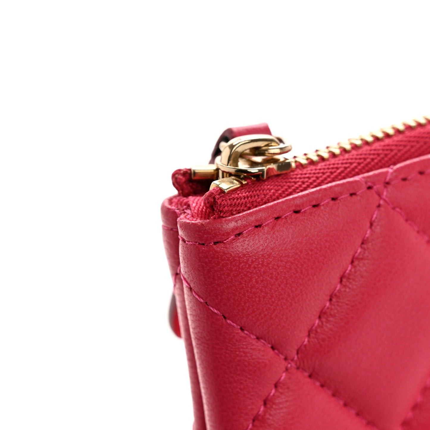 Lambskin Quilted Large Cosmetic Case Fuchsia