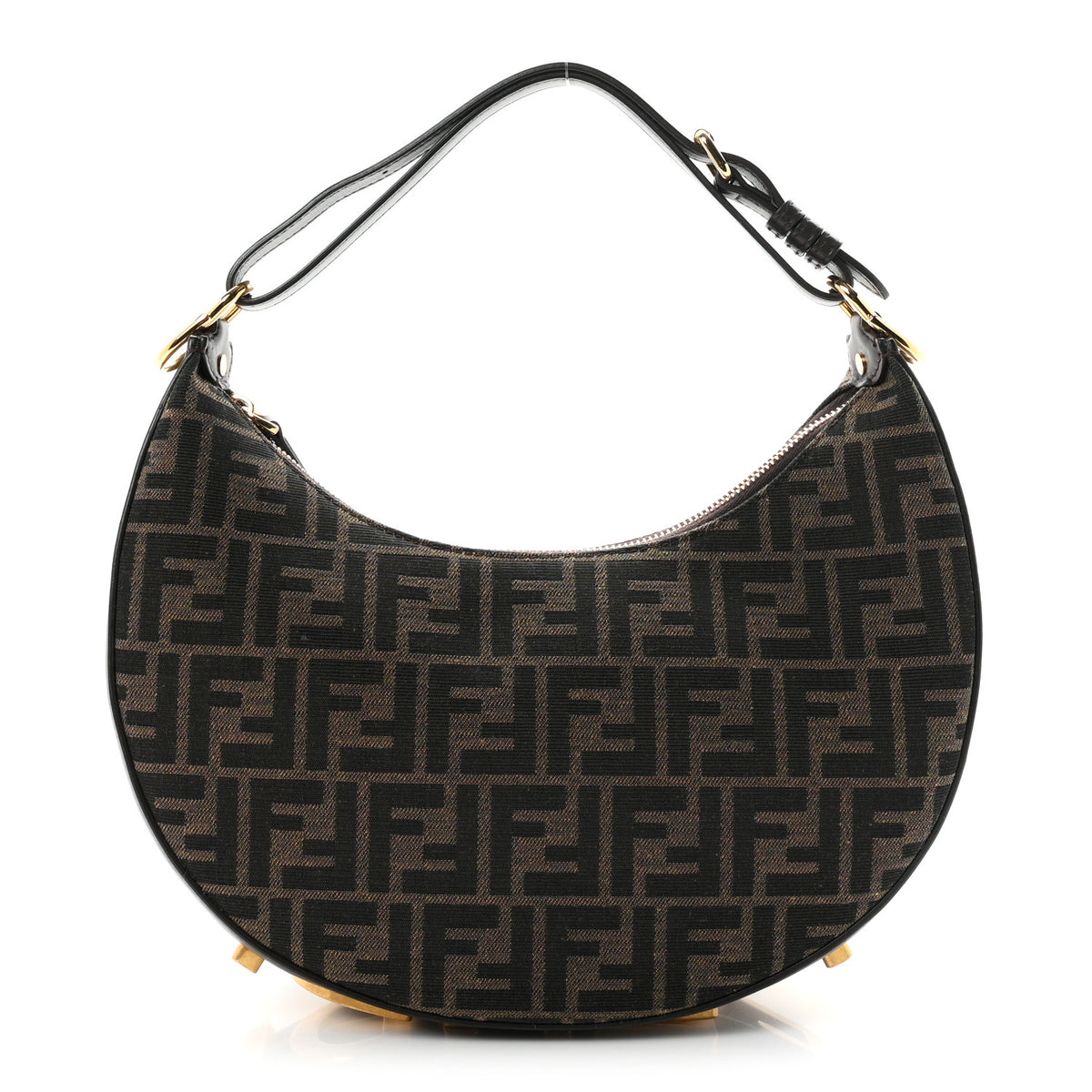 Fendi Fabric Jacquard Vitello Grace FF 1974 Small Fendigraphy Hobo Bag Tobacco Moro Ebano 1 of 10