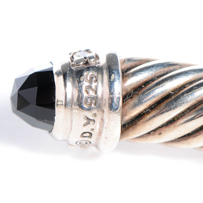 David Yurman Sterling Silver Diamond Pave Black Onyx 5mm Cable Classics Bracelet 4 of 6