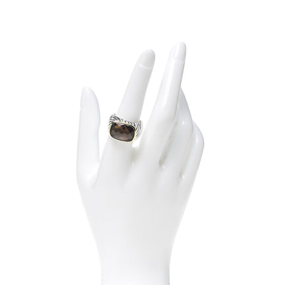 David Yurman Sterling Silver 18K Yellow Gold Smoky Quartz Cable Ring 56 7.5 2 of 4
