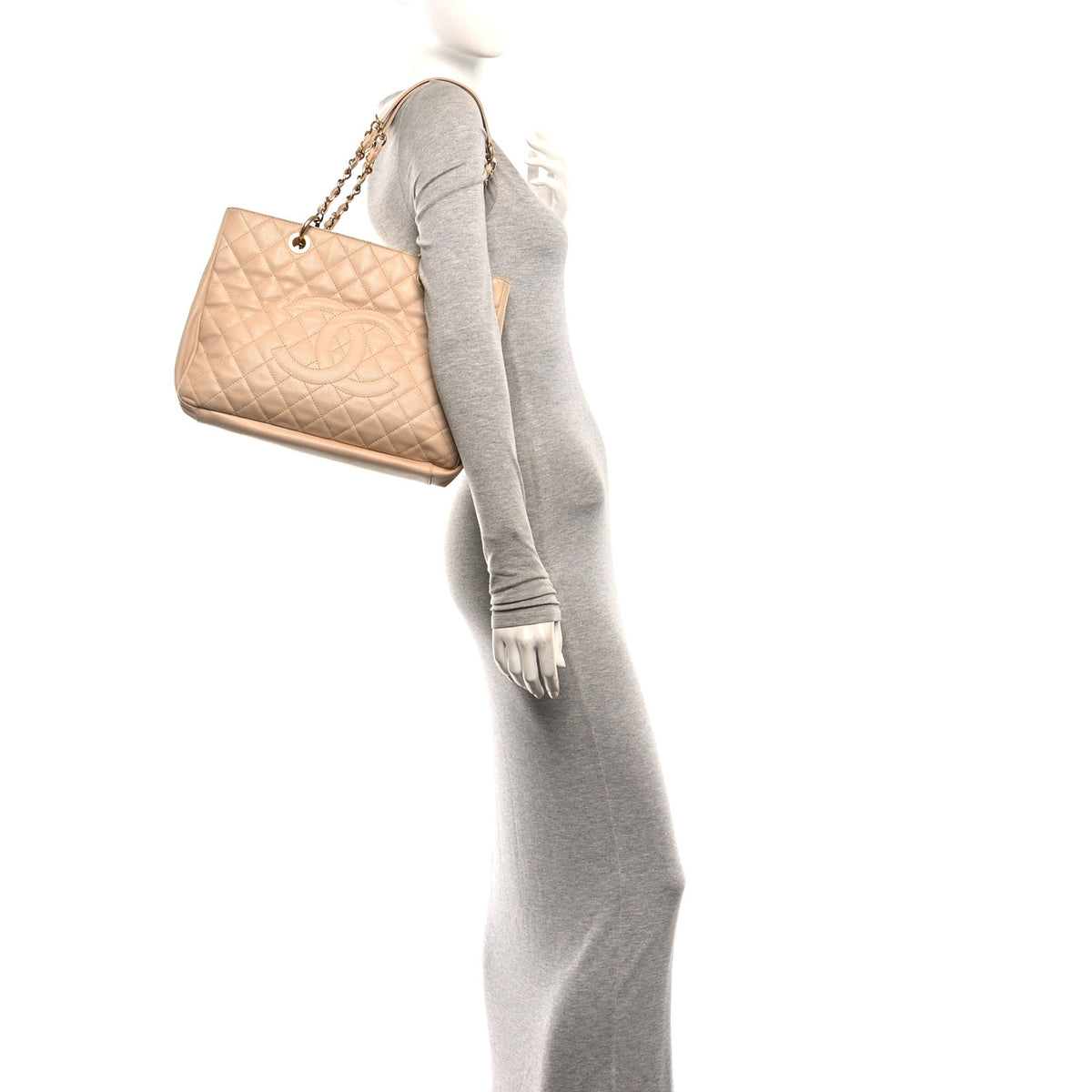 Chanel Caviar Quilted Grand Shopping Tote GST Beige Clair 2 of 10
