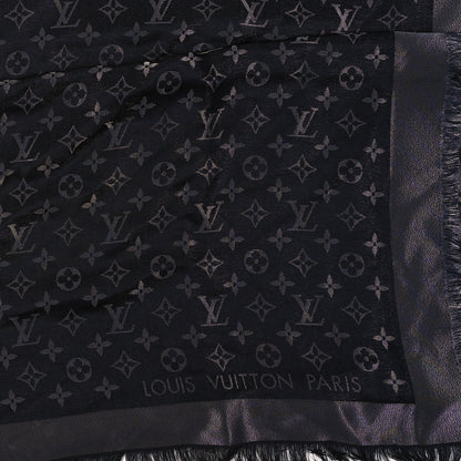 Louis Vuitton Silk Lurex Wool Monogram Shine Shawl Black 2 of 4