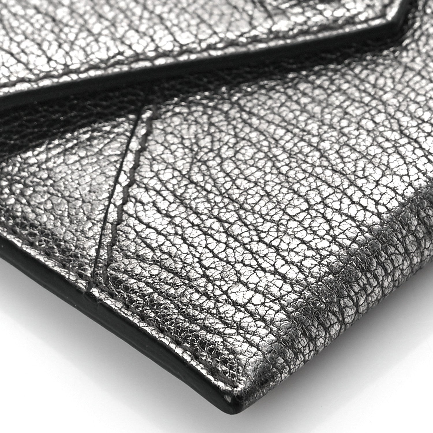 Alexander McQueen Metallic Calfskin Skull Envelope Card Holder Black Pearl 8 of 9