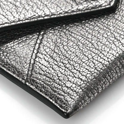 Alexander McQueen Metallic Calfskin Skull Envelope Card Holder Black Pearl 8 of 9