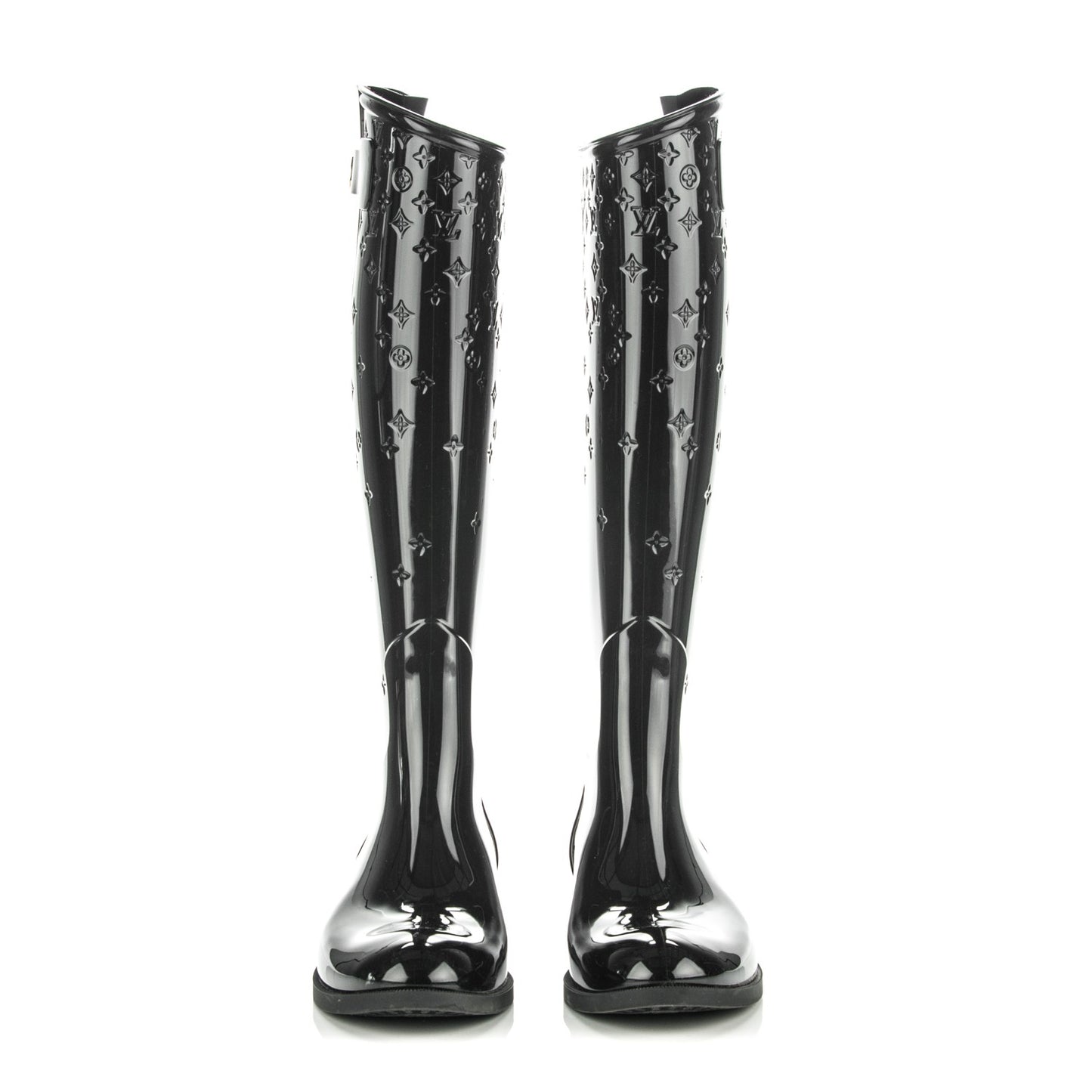 Rubber Embossed Monogram Drops High Boots 36 Black