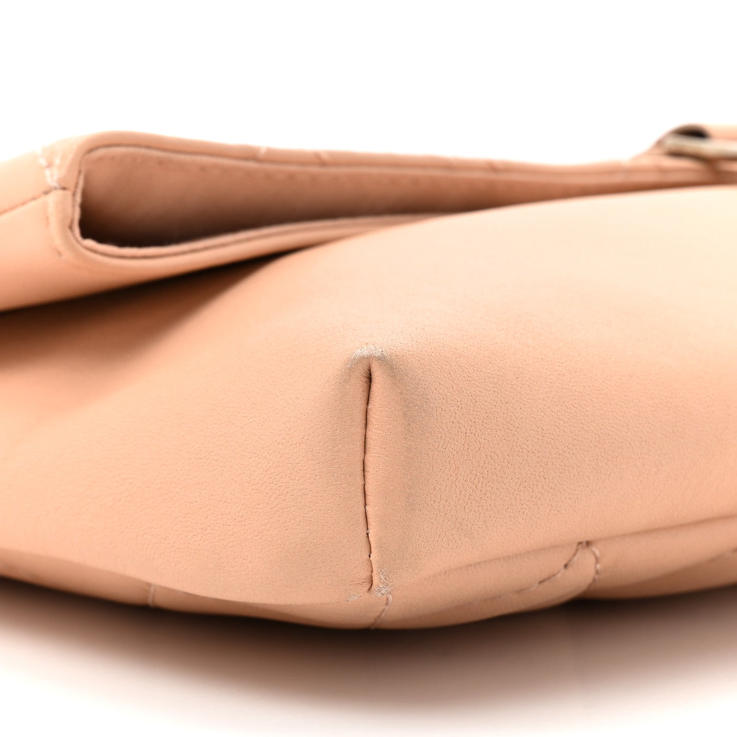 Chanel Lambskin Quilted Grip Clutch Nude 9 of 15