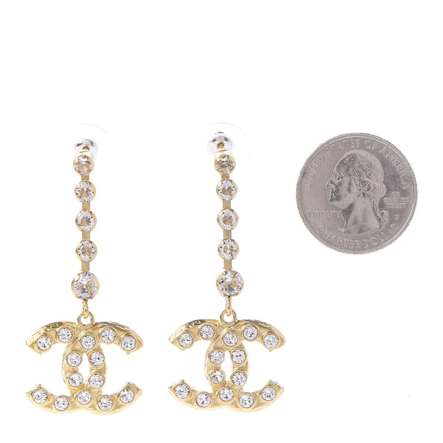 CC Crystal Drop Earrings Gold