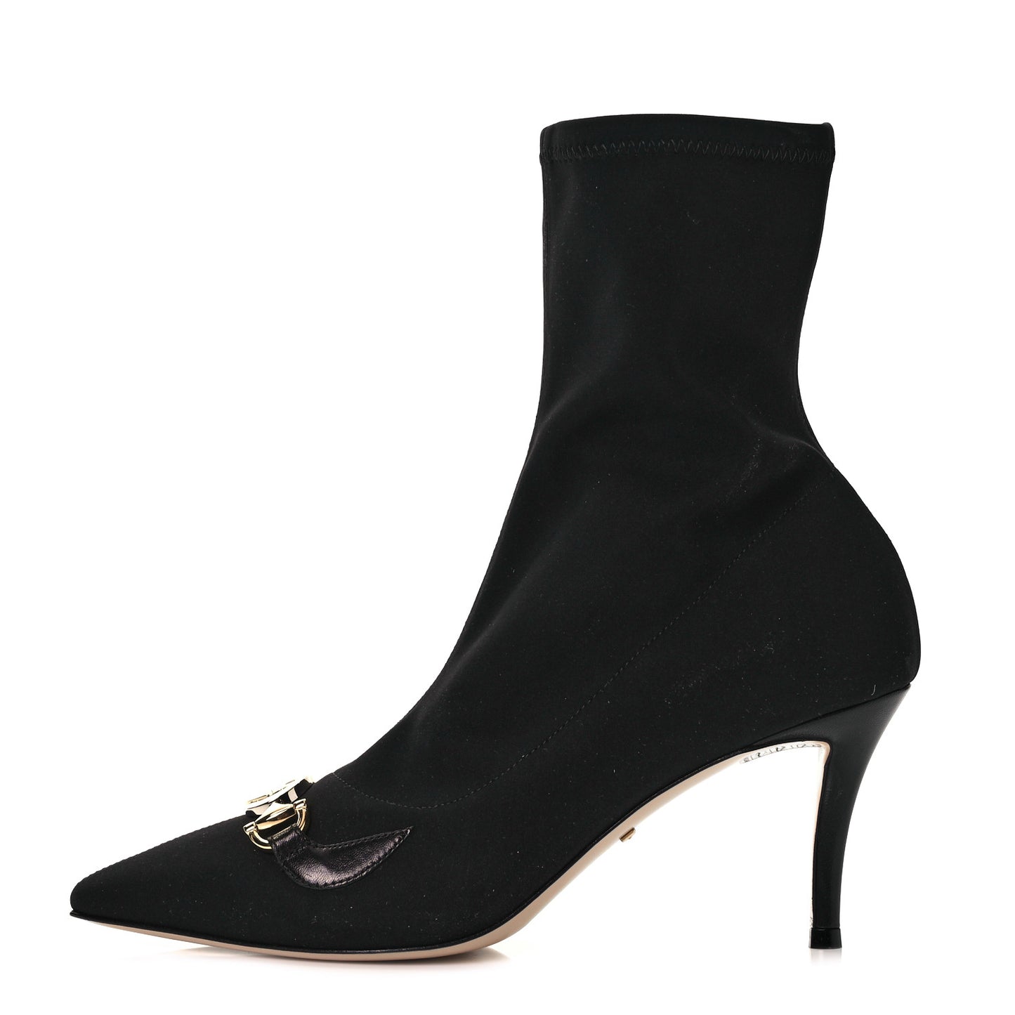 Stretch Fabric Calfskin Zumi Sock Boots 38.5 Black