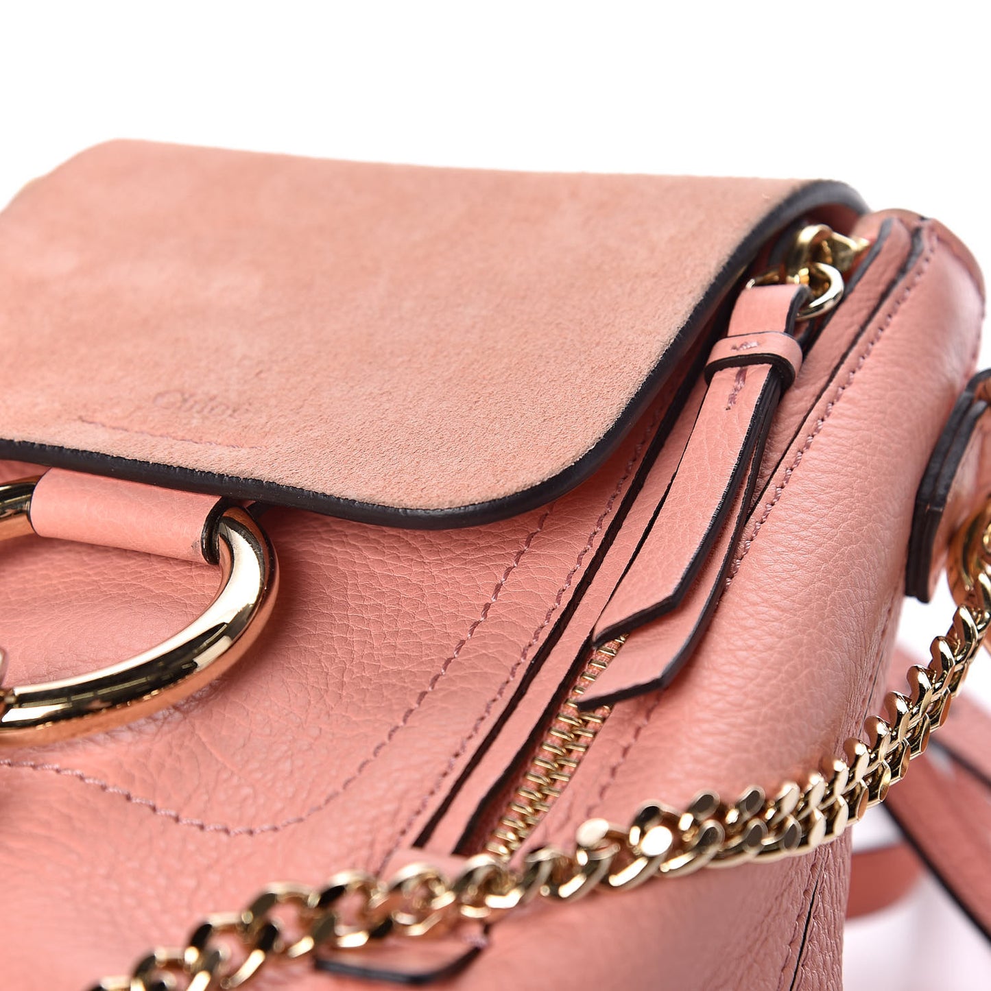 Suede Calfskin Mini Faye Backpack Ideal Blush