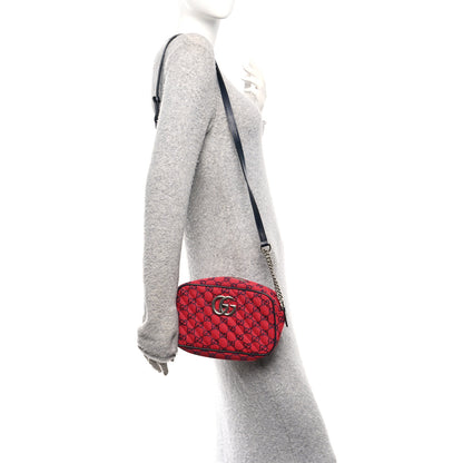 Gucci Monogram Multicolor Matelasse Diagonal Small GG Marmont Chain Shoulder Bag Red Blue 2 of 10