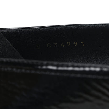 Chanel Crumpled Goatskin Patent Calfskin Crystal Cap Toe Logo Pumps 39 Black 9 of 10