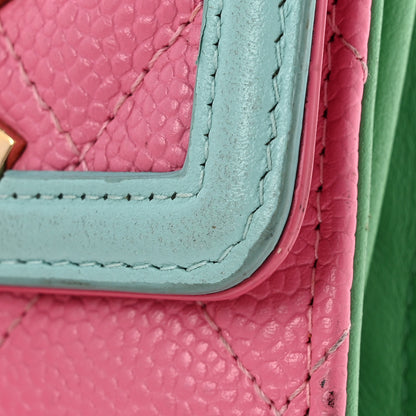Chanel Caviar Quilted Filigree Flap Card Holder Pink Blue Green 11 of 11