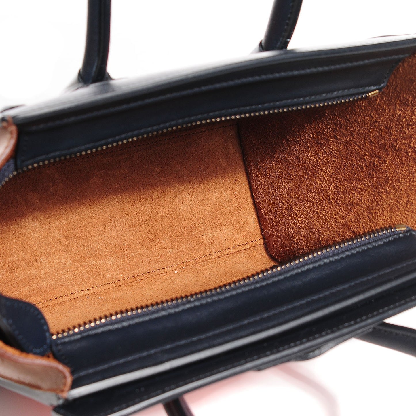 Drummed Calfskin Nano Tri-Color Luggage Bright Orange
