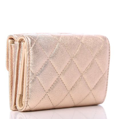 Chanel Metallic Lambskin Quilted Small Flap Wallet Gold 3 of 7