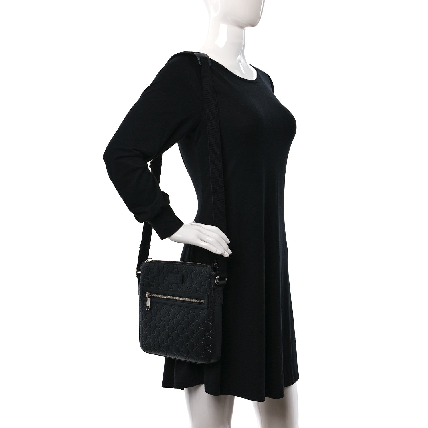 Gucci Guccissima Signature Small Messenger Bag Black 2 of 9