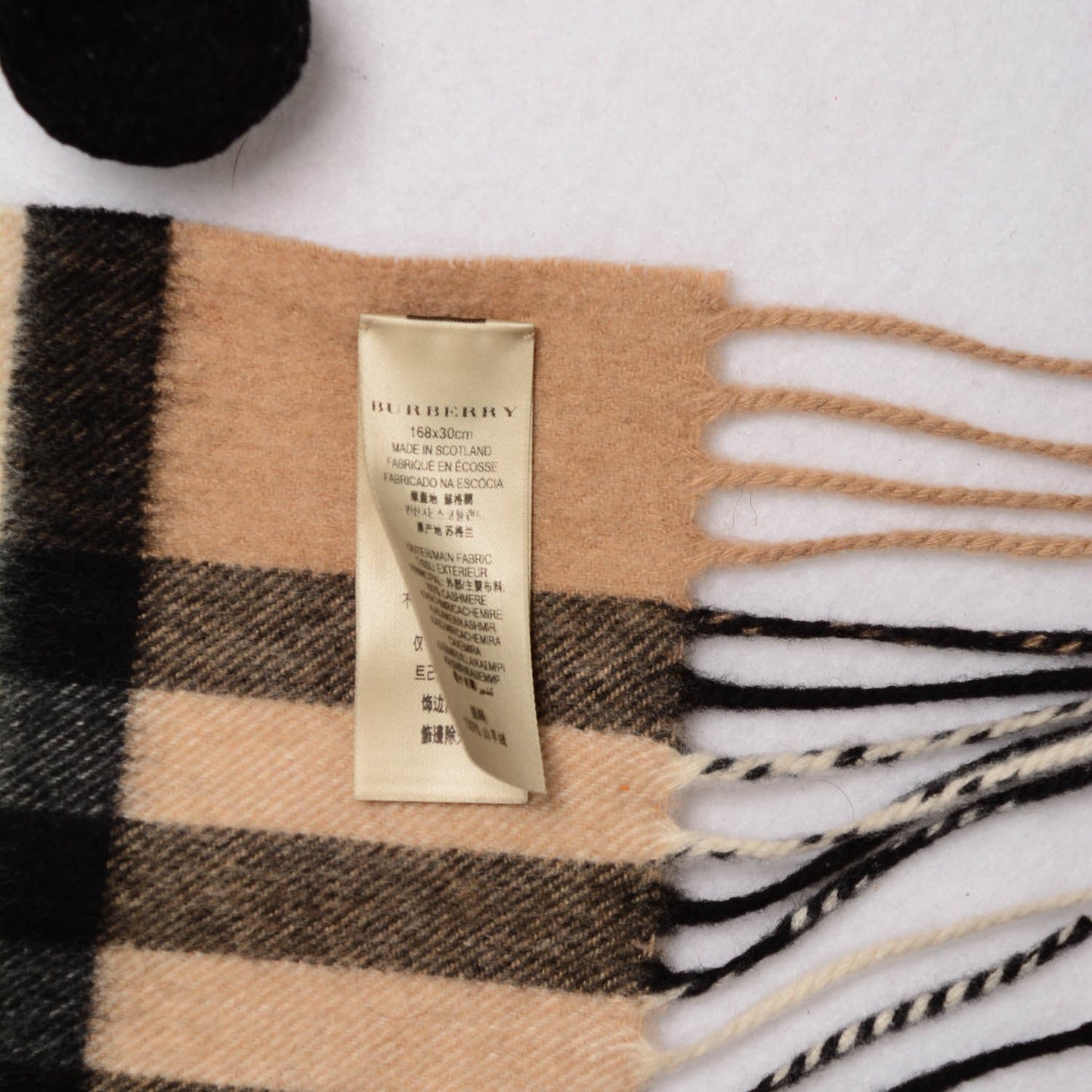 Cashmere House Check Pom Pom Scarf